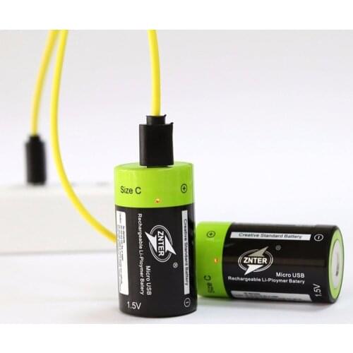 2pcs/lot ZNTER New Arrival 1.5V 3000mAh Batteries Reachargeable Lipo Battery Rechargeable A+ grade C Size Micro USB Batteries