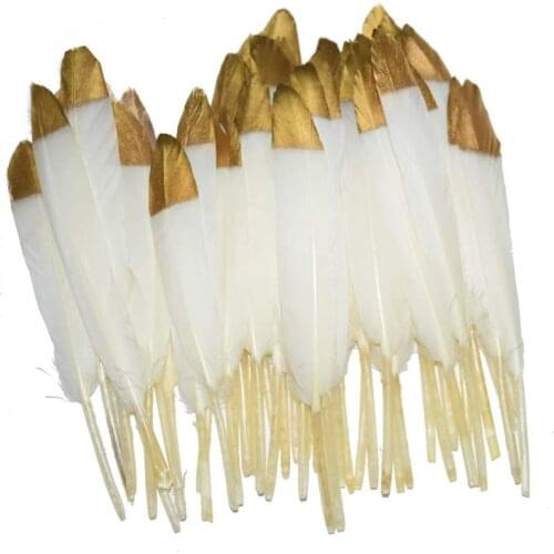 20pcs/lot Dipped Gold Duck Feathers 10-15CMDIY needlework plumes for crafts decoration wedding plumas jewelry making accessories
