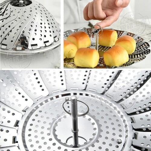 2019 Cookware Stainless Steam Basket Mesh Stainless Folding Cooking Steamers Food Fruit Vegetable Vapor Cooker Dish Steamer