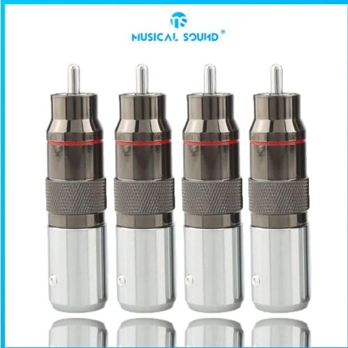 4Pcs/Set Pure Copper Rhodium-Plated Rca Lotus Plug Jack Audio Signal Input Amplifier Front Stage Diy Speaker Rca Connector Plug