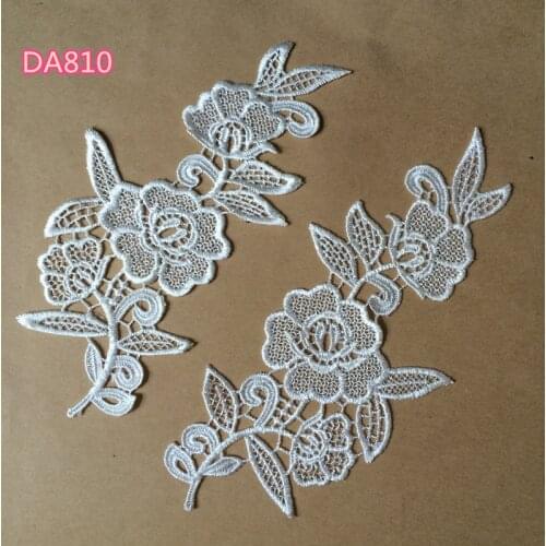 5 mirror pair LP-DA810 DIY red and white polyester embroider lace patches Venise Lace flowers Lace Applique Garment accessories