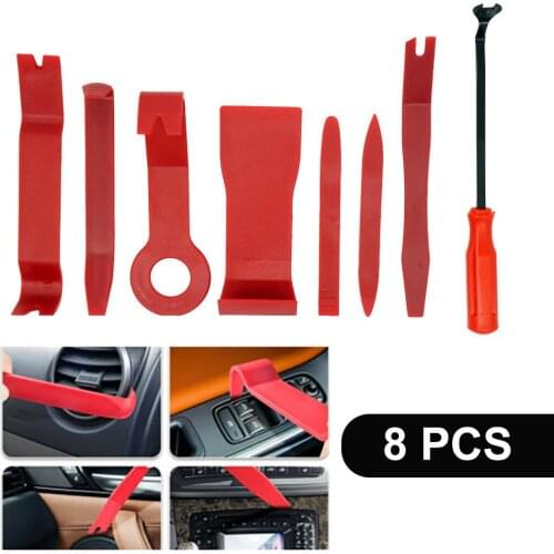 8Pcs Car Door Clip Panel Audio Video Dashboard Removal Kit Installer Prying Tool Navigation Disassembly Automobile Nail Pulle