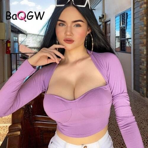 BaQGW Vintage Elegant Square Collar Top Solid Basic Knitted Long Sleeve Skinny Tshirt Women Autumn Bodycon Sexy Party ClubTops