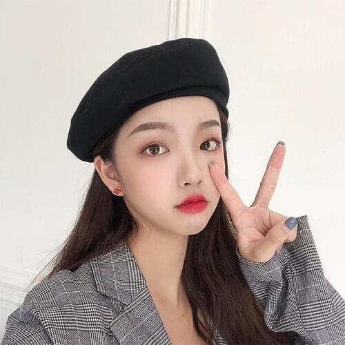 Retro Plain Beret Fashion Women Autumn Winter Hats Reversible British Style Painter Forward Hat Front-Back Wear Octagonal Gorros