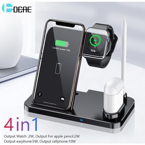 DCAE 10W Qi Wireless Charger 4 in 1 Charging Dock Station For iPhone 11 XS XR X 8 Airpods Apple Watch 5 4 3 2 for Samsung S10 S9