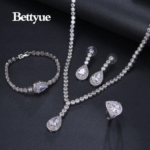 Bettyue Brand Fashion Elegance Europe And America Style Multicolor Zircon White Gold Color Jewelry Sets For Woman Wedding Gifts