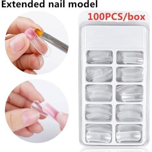 False Nails Quick Poly Nail Gel Building Mold 100/200PCS/box Reusable Manicure Mold Nail UV Gel Tool Nail Art Tools