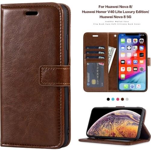PU Leather Flip Case For Huawei Nova 8 Photo Frame Case Wallet Cover For Huawei Honor V40 Lite Luxury Edition Business Case