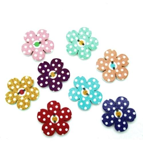 50pcs Mixed Flower Wooden Buttons For Clothes Knitting Needles Crafts Sewing Scrapbooking DIY Fabric Needlework Accessories