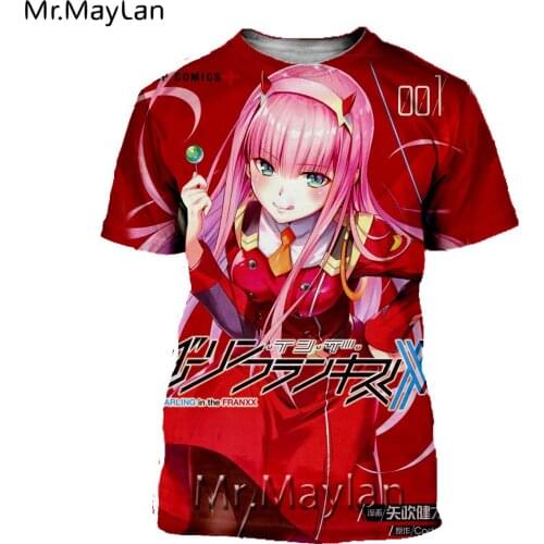 3D Darling In The Franxx T Shirt Hip Hop Mens Sexy Girl ZERO TWO Hentai Tshirt Women Anime T-shirts Senpai Men Tees Tops 5XL