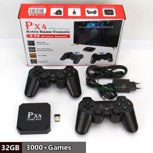 4K HD TV Retro Video Game Console with 3000+ Games 2.4G Double Wireless Controller 10 Simulators for PS1/N64/MD/GBA Game