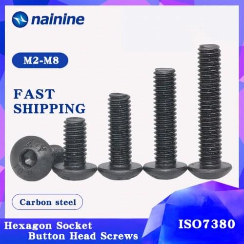 ISO7380 [M2-M12] 10.9 Level Black Hexagon Socket Button Head Screw Furniture Mushroom Cap Hex Bolts B011