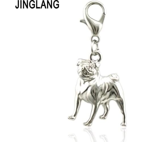 JINGLANG Antique Silver Plated Dog Charms Pendants for Jewelry Making DIY Craft Charm Handmade 12 pcs