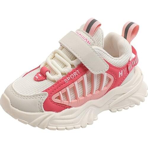 Girls' Shoes Autumn 2021 New Fashion Breathable Mesh Spring and Autumn Childrens Soft Sole Sneakers Boys Fashion Running Shoes