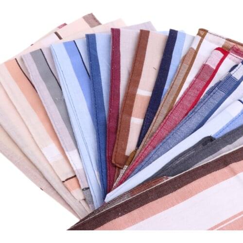 12x 100% COTTON MENS HANDKERCHIEF STRIPED POCKET SQUARE HANKY CLASSIC DESIGN