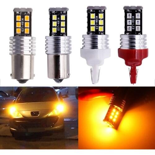 2pcs BAU15S py21w 1156 1157 BA15S BAY15D T20 7443 2835 15Smd Bulbs For Car Turn Signal Lights Brake lamp Amber White Red