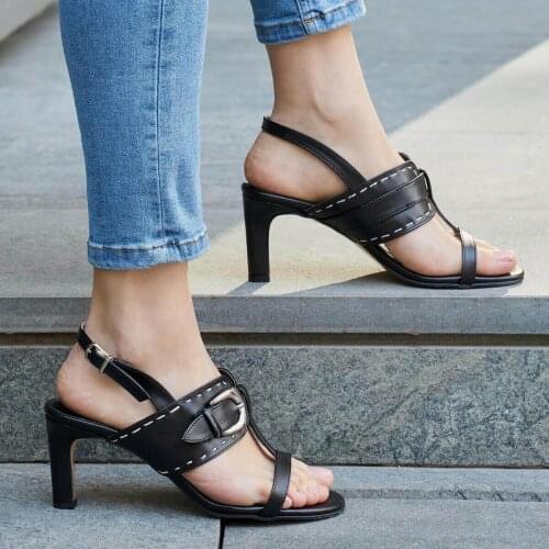 Mio Gusto Brand JULIE, Black / Tan / Beige Colors, 6Cm Heel-height, high Quality Fashion Women 's Sandals Shoes