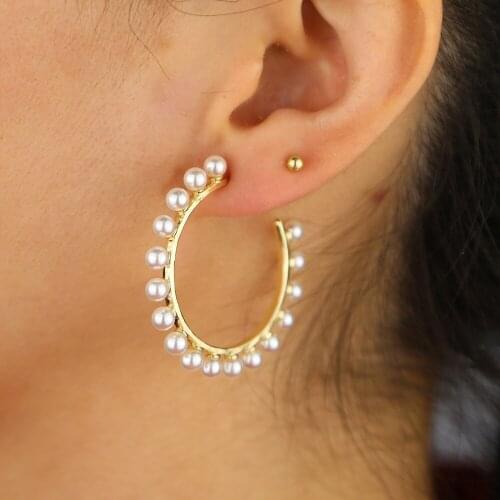 Trendy White Pearl Earrings 2020 For Women Lover Geometric Gold Round Exaggerate Circle Earring Korean Big Statement Ear Jewelry