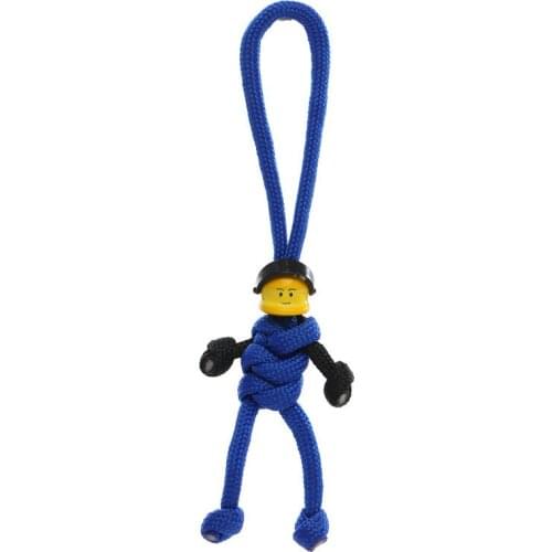 Fashion Building Block Keychain Biker Helmet Pendant Keychain Black White Braided Rope Paracord Buddy Bag Hanging Smile Doll Toy