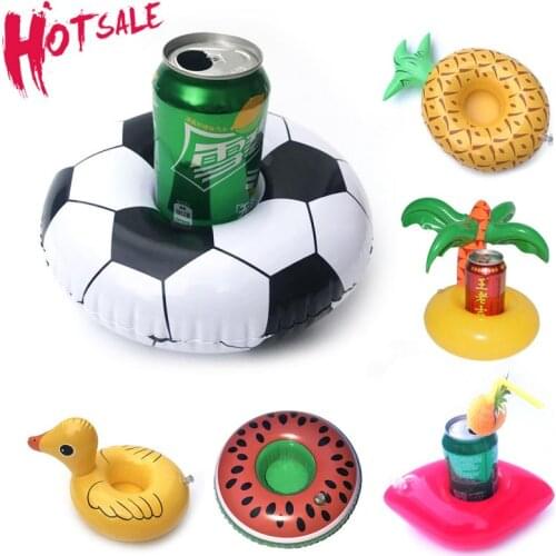 Mini Water Coasters Floating Inflatable Cup Holder Swimming Pool Drink Float Toy Inflatable Circle Pool Coasters Duck Football