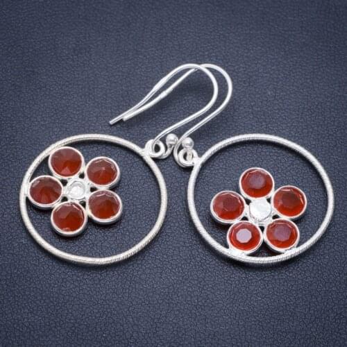 Natural Carnelian Handmade Unique 925 Sterling Silver Earrings 1.75" A2527