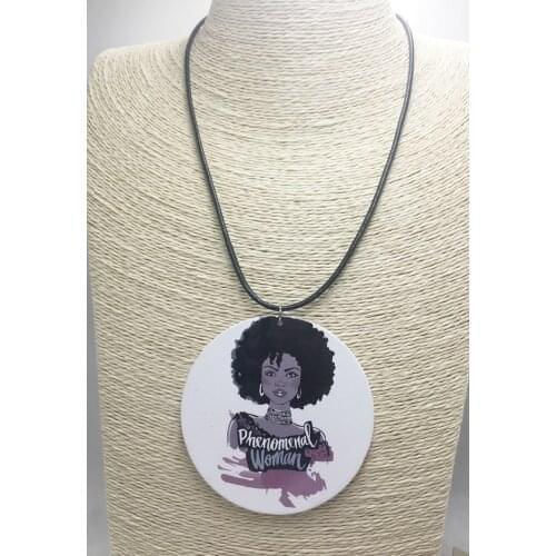 Newest Phenomenal Woman Wooden Pendant Necklace
