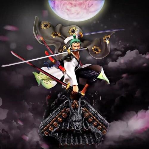 One Piece Anime Figure GK Roof Roronoa Zoro Wano Country Manga Statue Decoration PVC Action Figure Collectible Model Toys