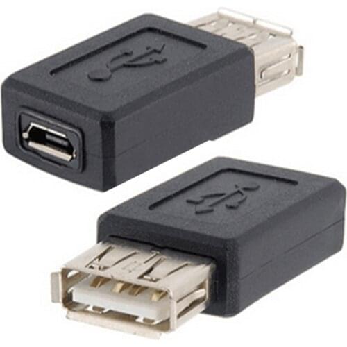 2PCS/lot Micro usb to USB adapter connector coupler Micro usb female to USB female converter black color