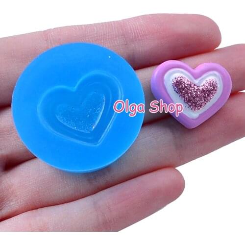 PYL635 15.0mm x 21.0mm Heart-shaped Silicone Mold Fondant Cake Decoration Candy Resin Clay Earrings Necklace Craft Soap Candle
