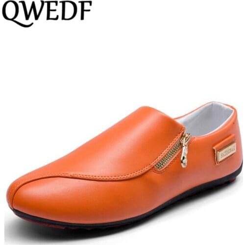 QWEDF 2019 New Fashion Men casual leather shoes Breathable soft Driving sneaker shoes Comfortable lightweight flat shoes DD-036