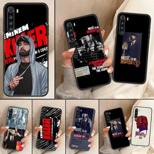 Eminem Phone Case For Xiaomi Redmi Note 7 8 9 10 7A 8T 9A 9T 9S 10S Pro black silicone hoesjes luxury bumper soft cover painting