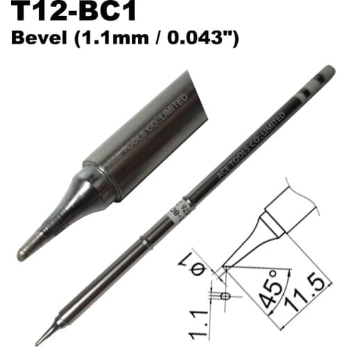 T12-BC1 Bevel 1.1mm Soldering Tip for HAKKO FX-951 FX-950 FX-952 FX-9501 FM-2028 FM2027 Handle Iron Tip Bit Nozzle Replacement