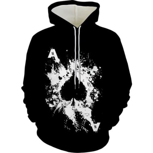 Sweatshirt Hoodie Mens Tops Spring Streetwear 3D Printing Poker Harajuku Oversized Hip Hop Long Sleeve Pullover Sportswear