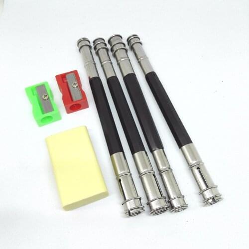 4 Pencils Holder+2 Sharpner+1 Eraser) Pencil Extender with 8mm and 9mm holes Double Pencil Lengthener Pencils Extension