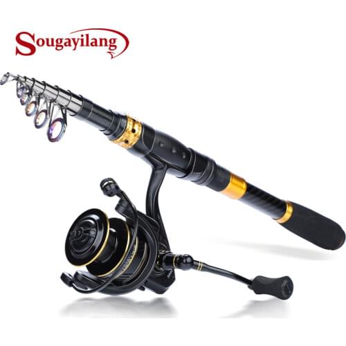 Sougayilang Fishing Rod Combo Spinning Fishing Wheel Sea Rod 1.8-3.3M Full Kit Telescopic Spinning Rod+reel Fishing Tackle