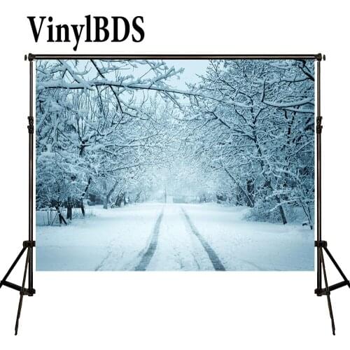 VinylBDS Background Winter Snow World Street Photography Backdrops Scenery Wheel Marks Photocall For Photo Shoot