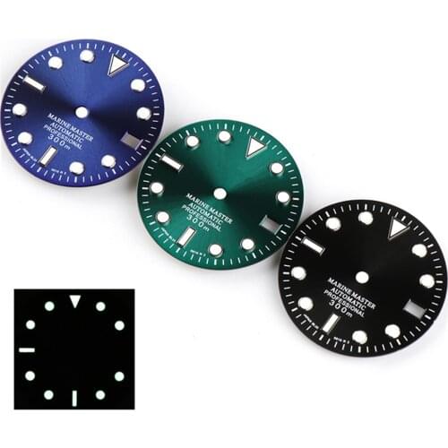 Replacement 28.5mm Green Luminous Watch Dial For SKX007 NH35 Movement Accessories Orange/Gray/White/Black/Green/Blue Optional