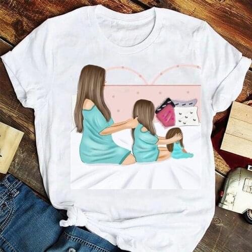 Women Fashion Girl Happy Mujer Camisetas Mother Mom Mama Cartoon Tshirts Clothes Graphic T Top Lady Print Female Tee T-Shirt