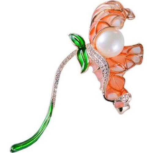 2021 new Korean version of fashion personality clothing oil drop inlaid zircon lotus brooch suit wedding pin