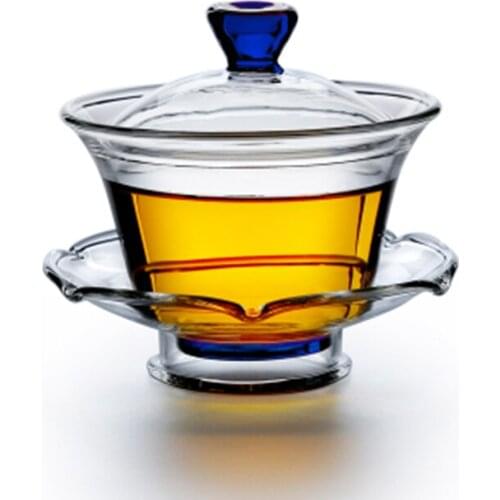 3in1 Colorful Glass Cup, Lotus Shaped Saucer Gift set Health Cozy TeaTime Kung Fu Tea Bowl Office Gift Birthday Warming Teaset