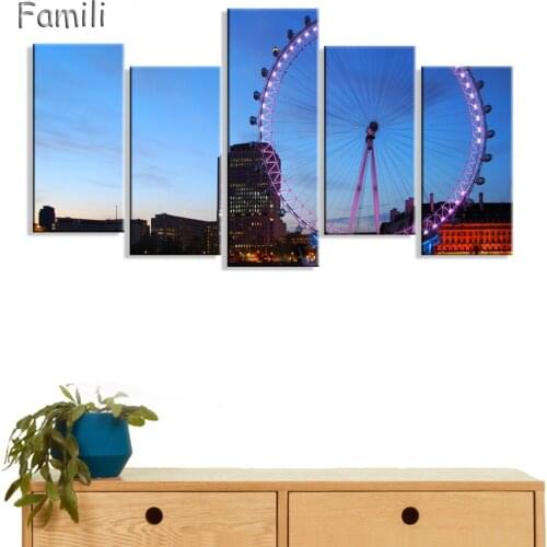 5 Piece Canvas Prints Stretched Framed Fine Art Giclee Artwork For Wall Decor Wheels Eyes Eye Structure Architecture Wheel Londo