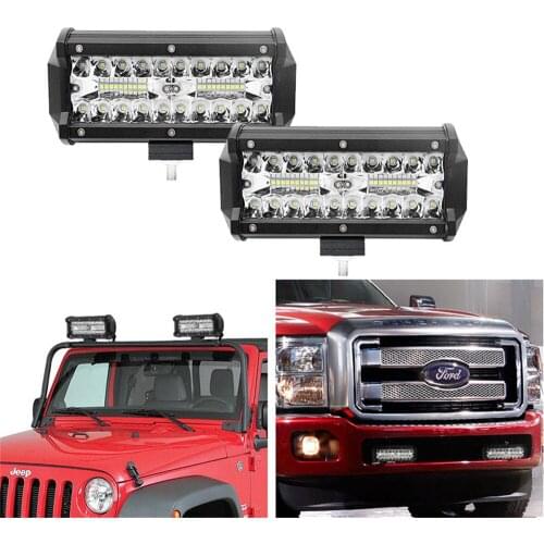 7-Inch 120W LED Light Bar Three-Row Offroad Vehicle Lights Square Spotlight LED Work Light Car SUV ATV Lamp Car LED Work Light