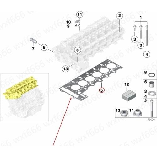 Car Cylinder pad Cylinder mattress Suitable for E60b mwE66 E87 E90 N52 530i 730LI 130i 330i 2006-2014 Cylinder head seal