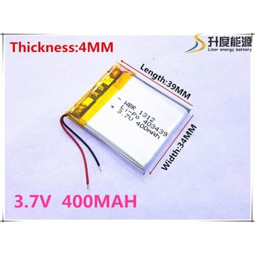 Free shipping Polymer battery 400 mah 3.7 V 403439 smart home MP3 speakers Li-ion battery for dvr,GPS,mp3,mp4,cell phone,speaker