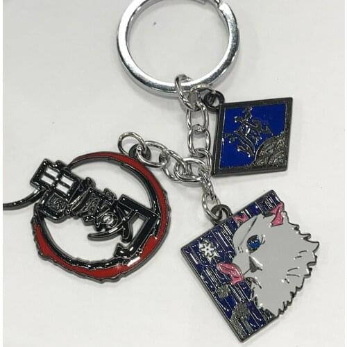 3Kinds Demon Slayer Hashibira Inosuke Kamado Tanjirou Metal Pendant Alloy Figure Keychain Keyring