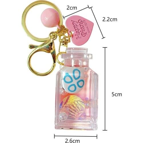 Cute Ocean Doll Clownfish Tortoise Penguin Keychain Creative Water World Animal Quicksand Perfume Bottle Key Chain Key Ring