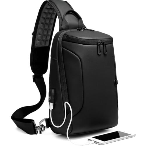 Men New Crossbody Bag for 9.7" iPad Short Trip Chest Pack USB Charging Waterproof Shoulder Messenger Bag Male Sports Sling Bag
