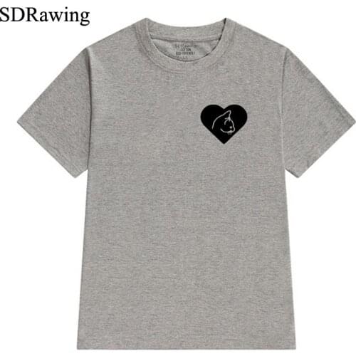 Heart Cat Unisex cotton t shirt for women Pet Gift Lady Cat Bed Sleeping Cat Toy Kitten Kitty Meow Love Graphic Tees Hipster top