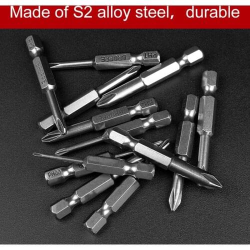 HOEN 13pcs 50mm S2 Steel Cross Head Group Screw Driver Screwdrivers Kit Hand Tools Magnetic Drill Screwdriver Set Bits
