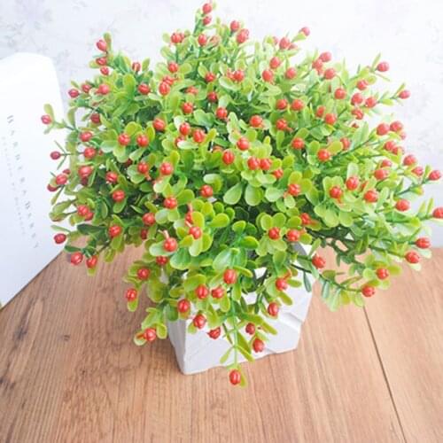 1pc Artificial Grass Vivid Fake Leaf with Berries Decor Flower Bouquets Wedding Decoration Wedding Party Home Decoration